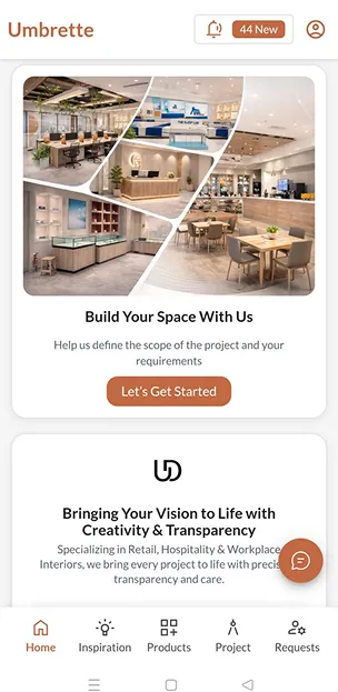 Umbrette app dashboard screen