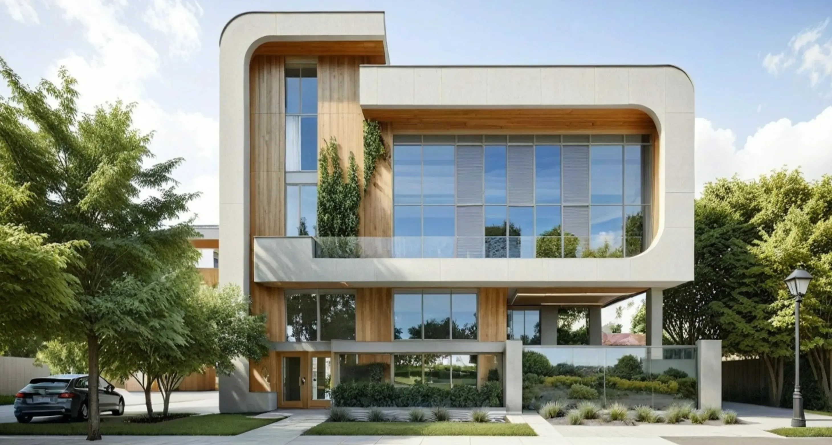 Contemporary luxury villa construction with spacious layout