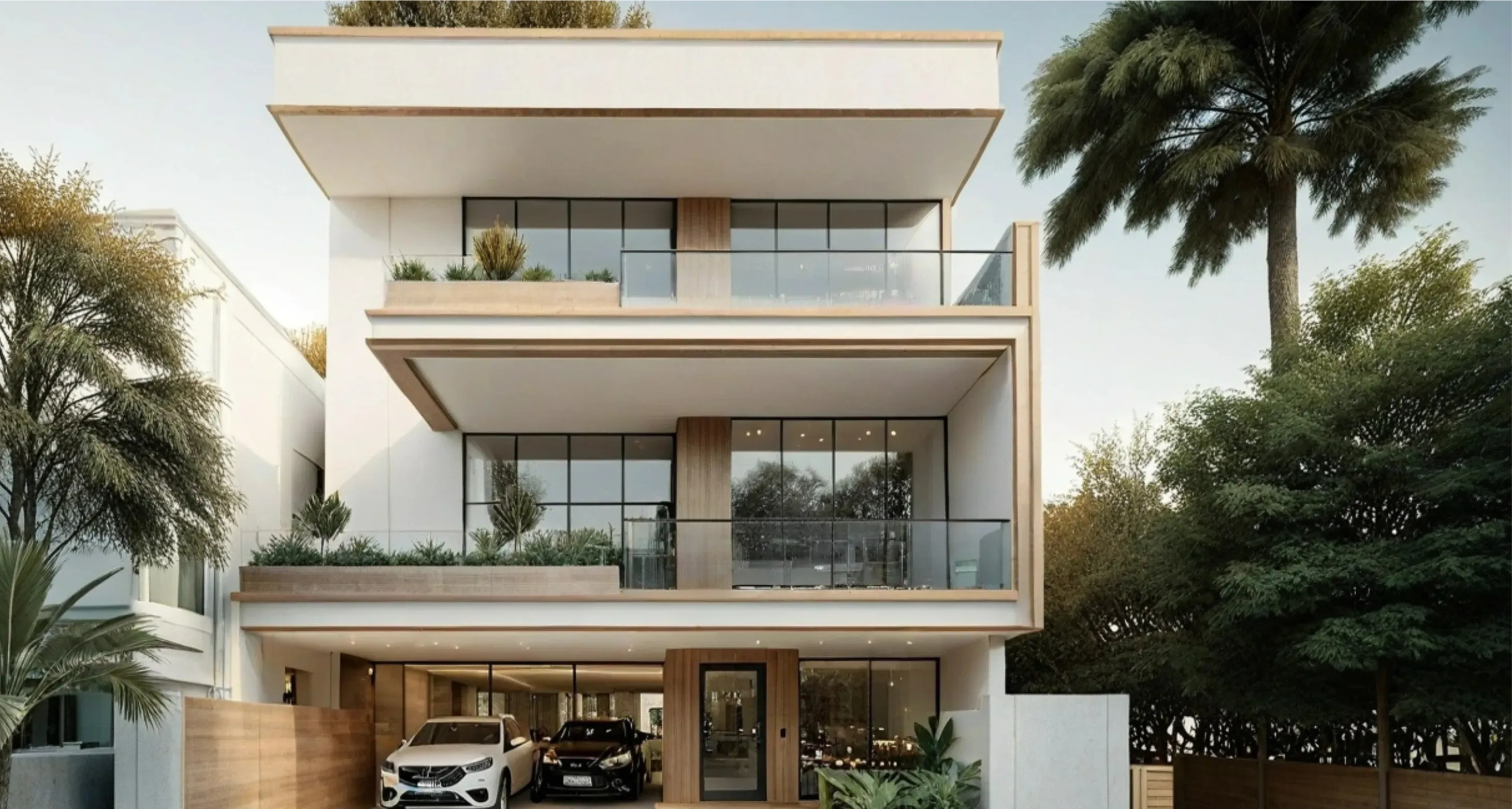 Luxury villa exterior design with modern architecture